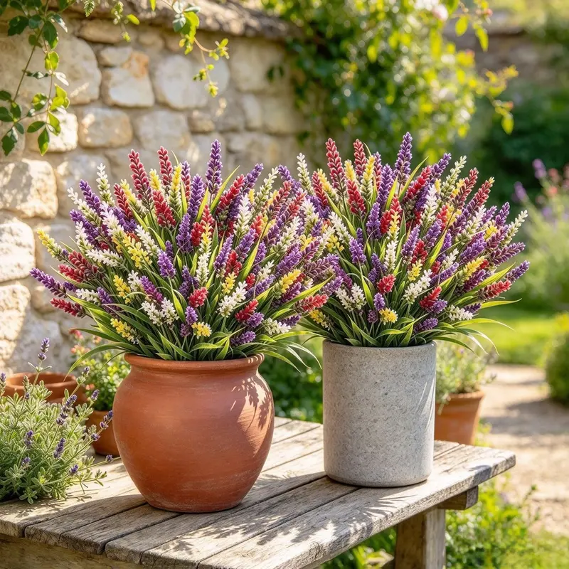 BEGINS Artificial Lavender Bushes - 12/24 Pack 14.6 in Long UV-Resistant Lavender Stems, Decorative Faux Plastic Artificial Plants for Patios/Gardens Indoors Outdoors Home Decor