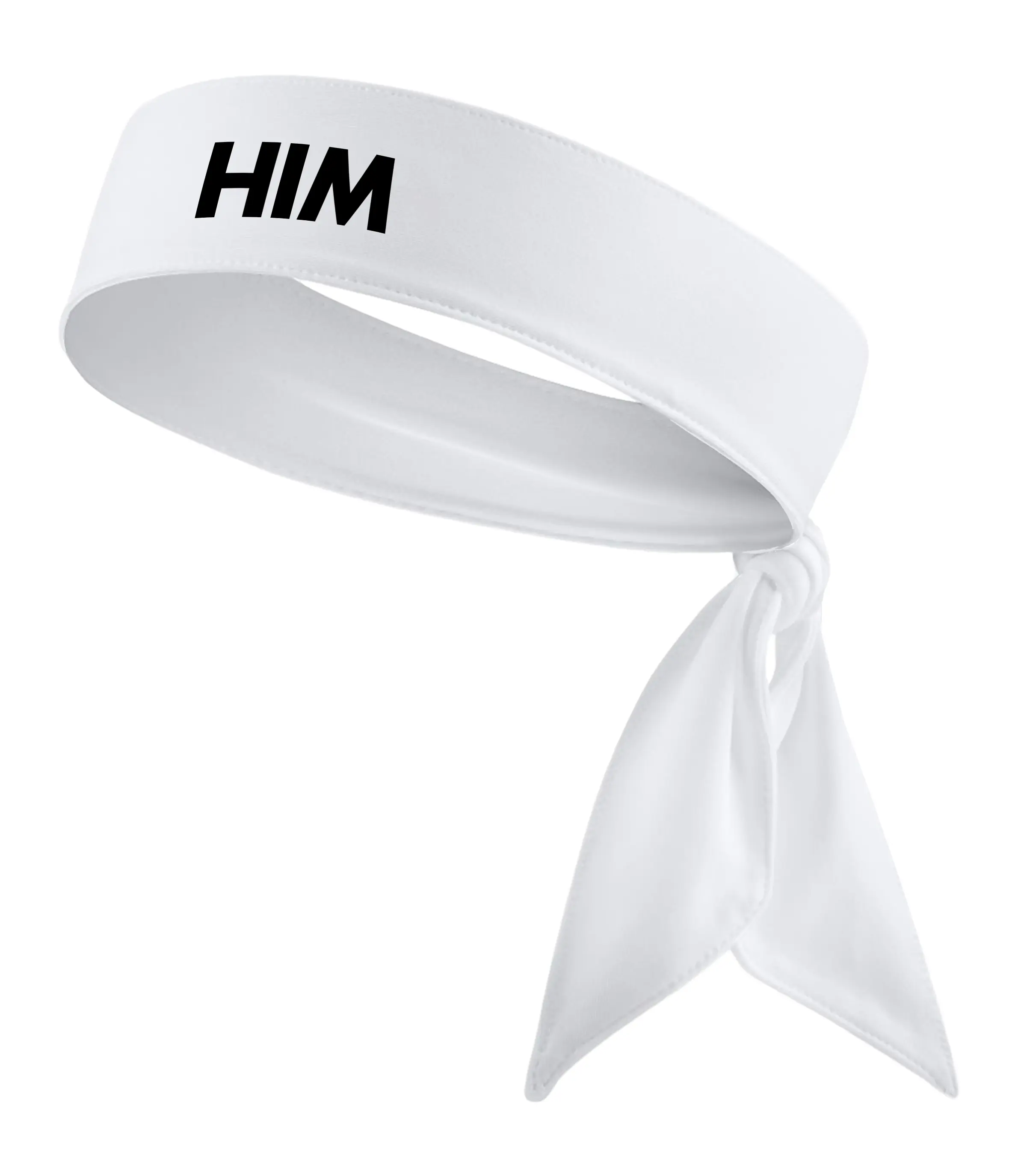 "HIM" Head Tie Headband Black White - I'm Him Himothy Sports Drip Sweatband Basketball Football Soccer Hoop Baseball Wrestling Accessories Bandana Ninja Tie Sweat Band Head Band Boys Men Workout Gym Running Tennis Weightlifting Wrestling Boxing Athletic