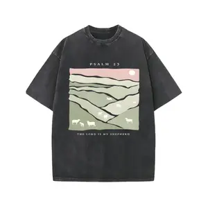 Water Washed, Mainly My Shepherd Print T-Shirt, High-Quality Wax Printed Cotton Retro Fashion Brand T-Shirt, Suitable for Summer T-Shirt with a Certain Thickness, Holiday Gift
