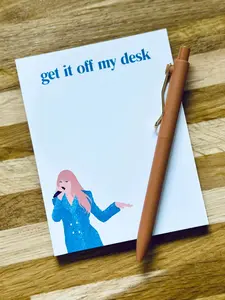 Get it Off My Desk (blue) Pop Culture Queen Quarter Page Notepad, In your Man Era 5.5x4.25", 50 Page Notepad couple gift girl idea Student Stationary
