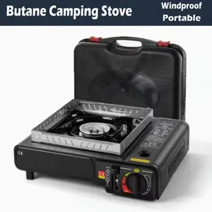 Portable Camping Stove with Carrying Case Suitable , Press-Power Ignition & Butane Fuel Compatible for Outdoor Cooking, BBQs, RV Trips, Compact for Campfires, for Backup and Barbecues