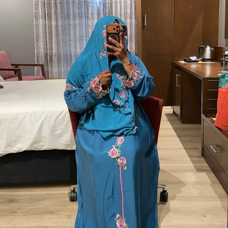 Women's Floral-Print Abaya, Modest Full-Length Islamic Clothing for Daily Wear