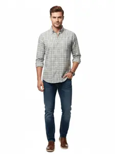 Gray Plaid Button-Down Shirt