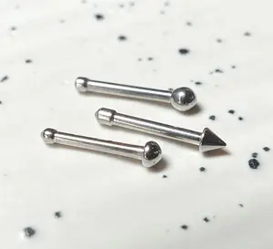 1pc Surgical Steel Nose Stud/Bone - 20g or 18g, choose dome/ball/spike end