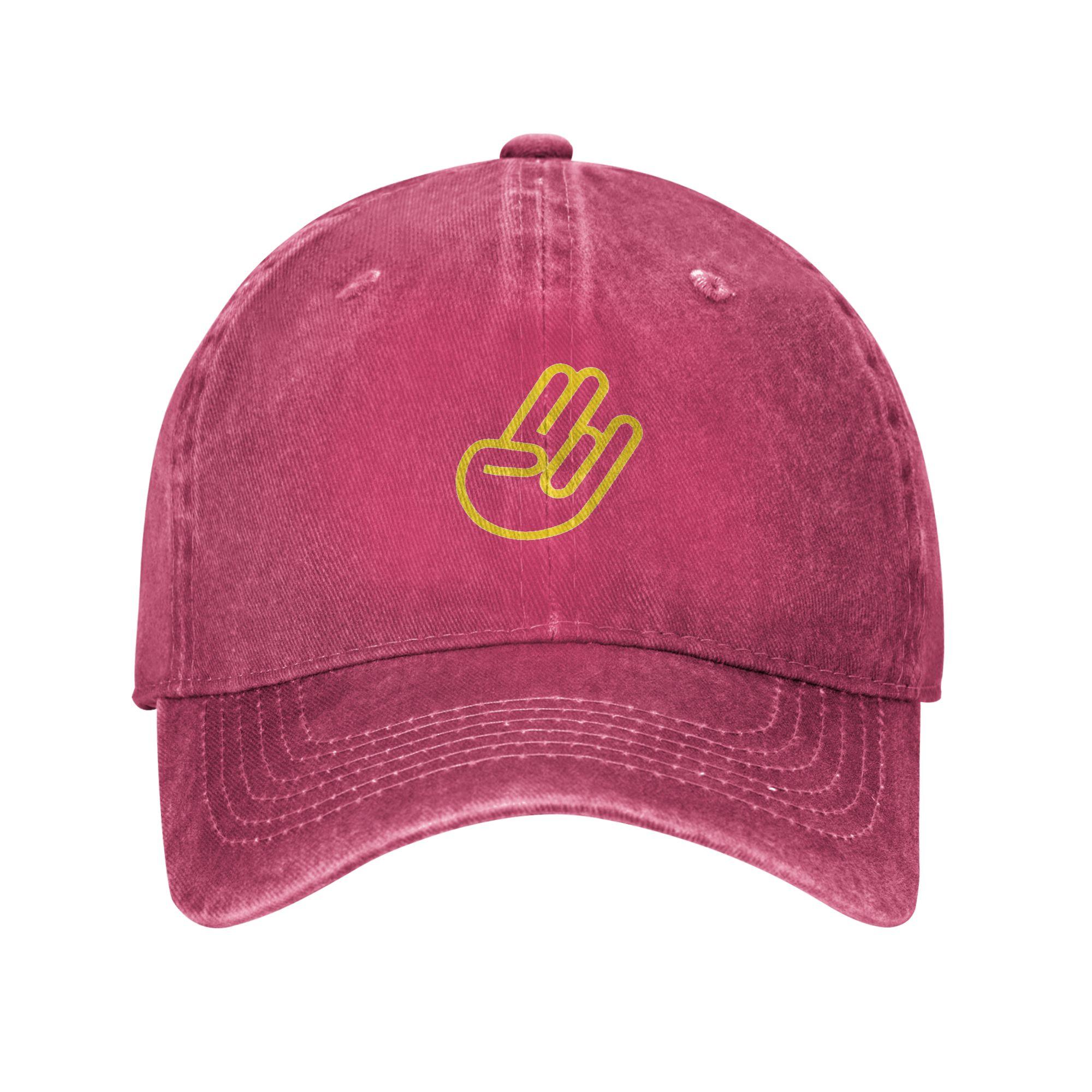 Vintage Washed Cotton Baseball Cap Creative Hand Gesture Graphic Dad Hat Unisex Adjustable Streetwear