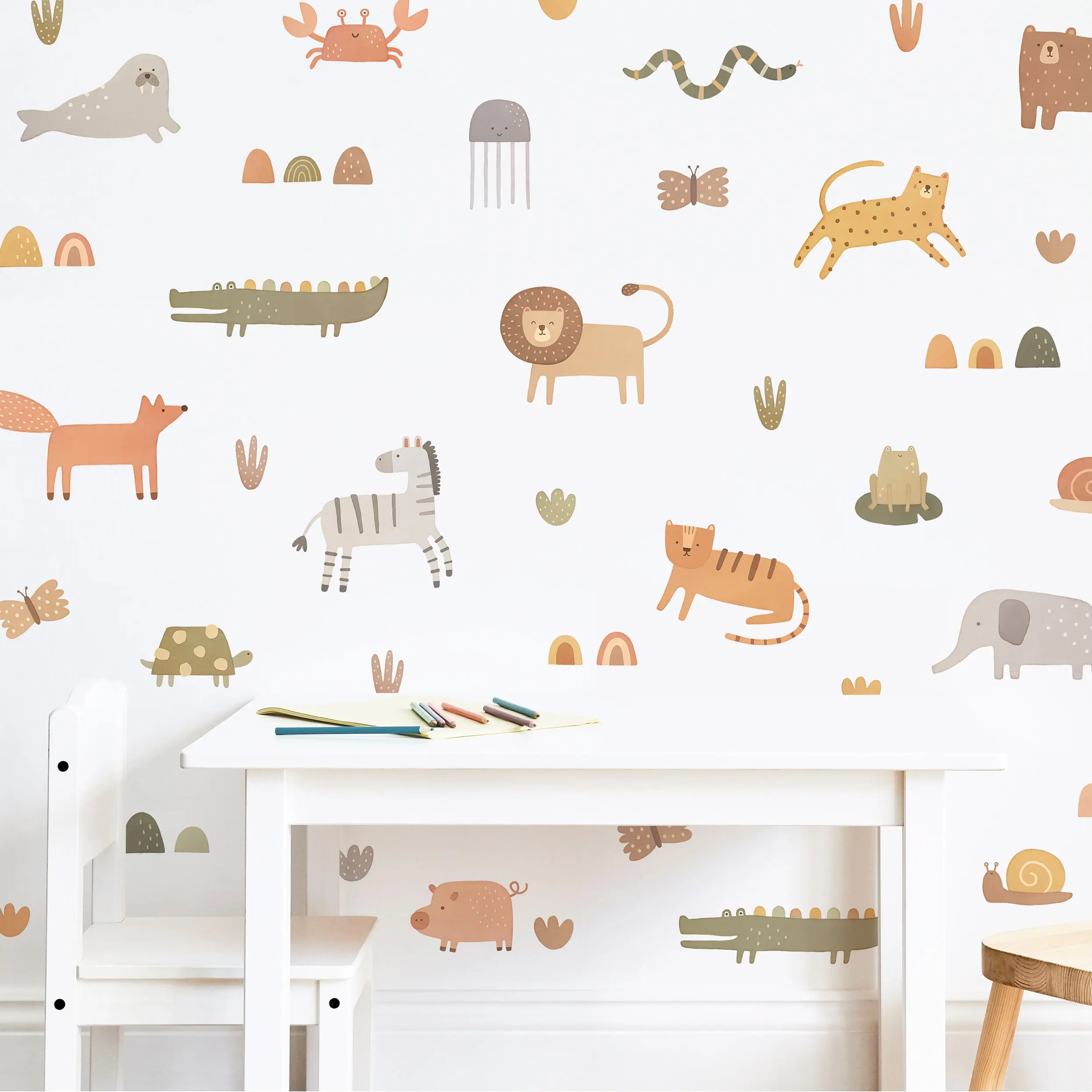 Animal Wall Decals - Removable & Reusable Fabric Wall Stickers