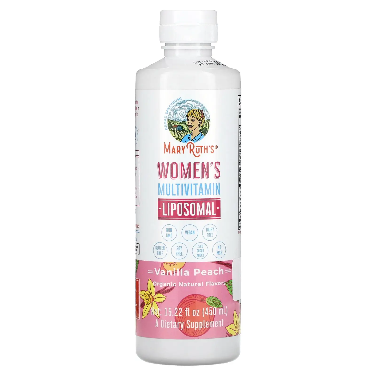 MaryRuth's Women's Multivitamin Liposomal, Vanilla Peach , 15.22 fl oz (450 ml)