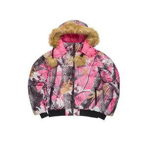 Benita Pink Tree Camo Puffer Jacket