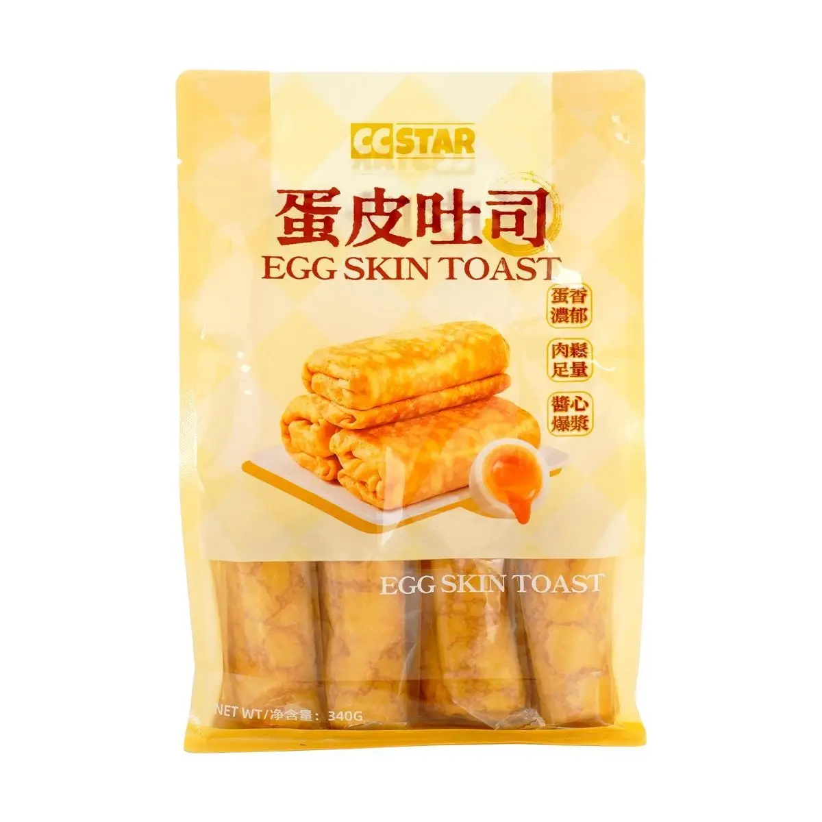 CC Star Pork Floss Egg Crepe Toast 4pcs 340g - Nutritious Breakfast Snack, Soft & Savory