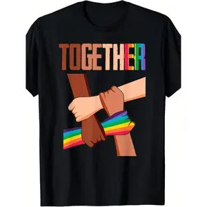 Equality Social Justice Human Rights Rainbow Hands T-Shirt - Unisex 220gsm Pure Retro Graphic Tee with Social Cause Slogan, Round Neck Casual Shirt for Men & Women, Machine Washable Activist Apparel