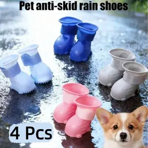 4 Pcs Of Pet Anti-Slip Rain Shoes; Waterproof And Wear-Resistant Outdoor Dog Rain Shoes; Pet Supplies.