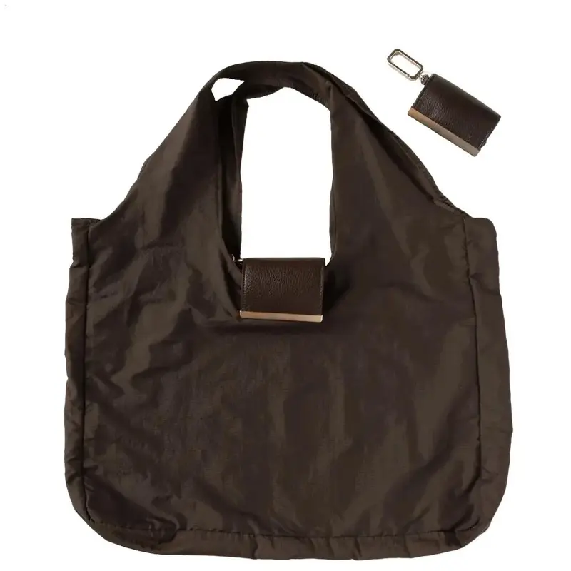 Keychain Tote Espresso Stylish Functional Tote Bag with Keychain Attachment for Everyday Use Portable and Fashionable Folding Shopping Bag
