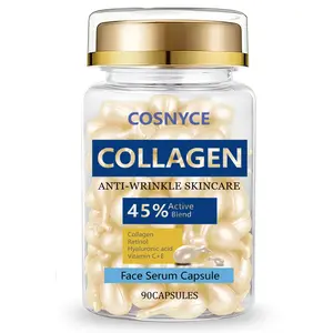 Cosnyce Collagen Face Serum Capsules, Hyaluronic Acid Vitamin E, Firming Moisturizing Skincare, Youthful Radiant Skin Care