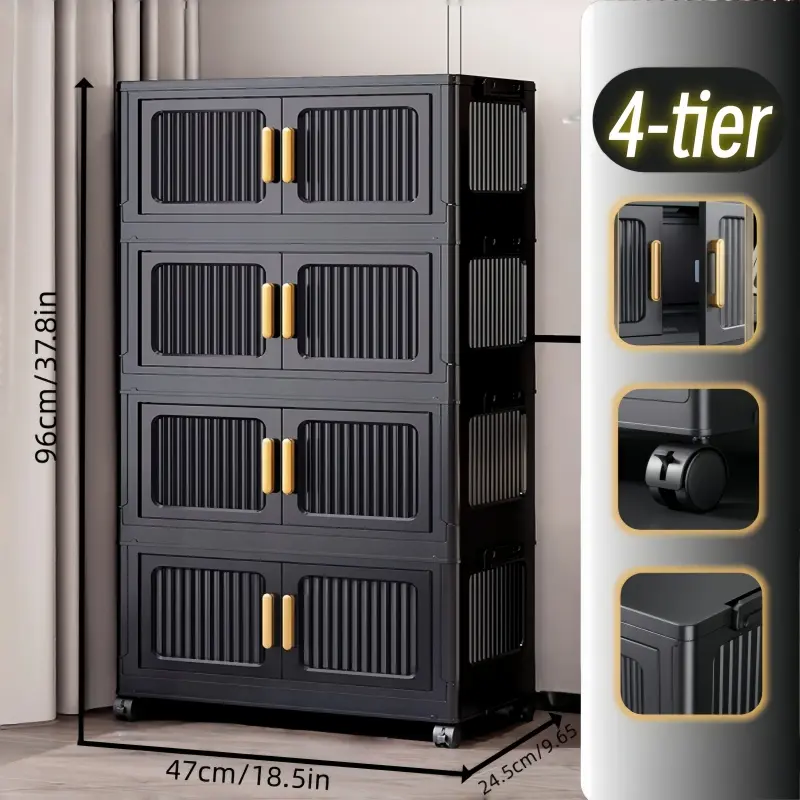 47 cm/18.5in/4 tiers (foldable + 4 wheels)