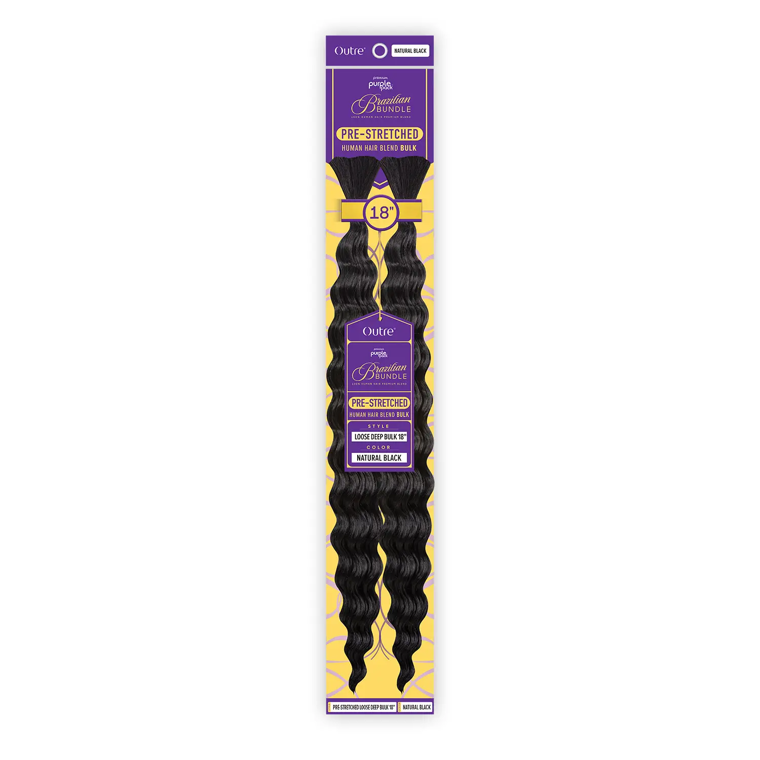 Outre Human Hair Blend Braids Premium Purple Pack Brazilian Bundle Pre-Stretched Loose Deep Bulk (18-24")