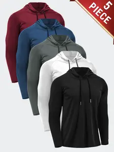 5 Pieces Men's Hooded Sweatshirt Long Sleeve Pullover Casual Fashion Warm Comfortable Breathable Fabric Suitable for Casual Outings Outdoor Sports Valentine's Day Gift