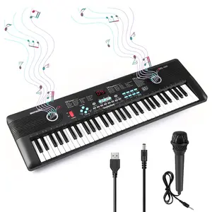 Beginner 61 Key Keyboard Piano, Electric LCD Digital Piano Music Keyboard with Microphone, Portable Piano For Kids Children Birthday Christmas Toy Gifts, Black