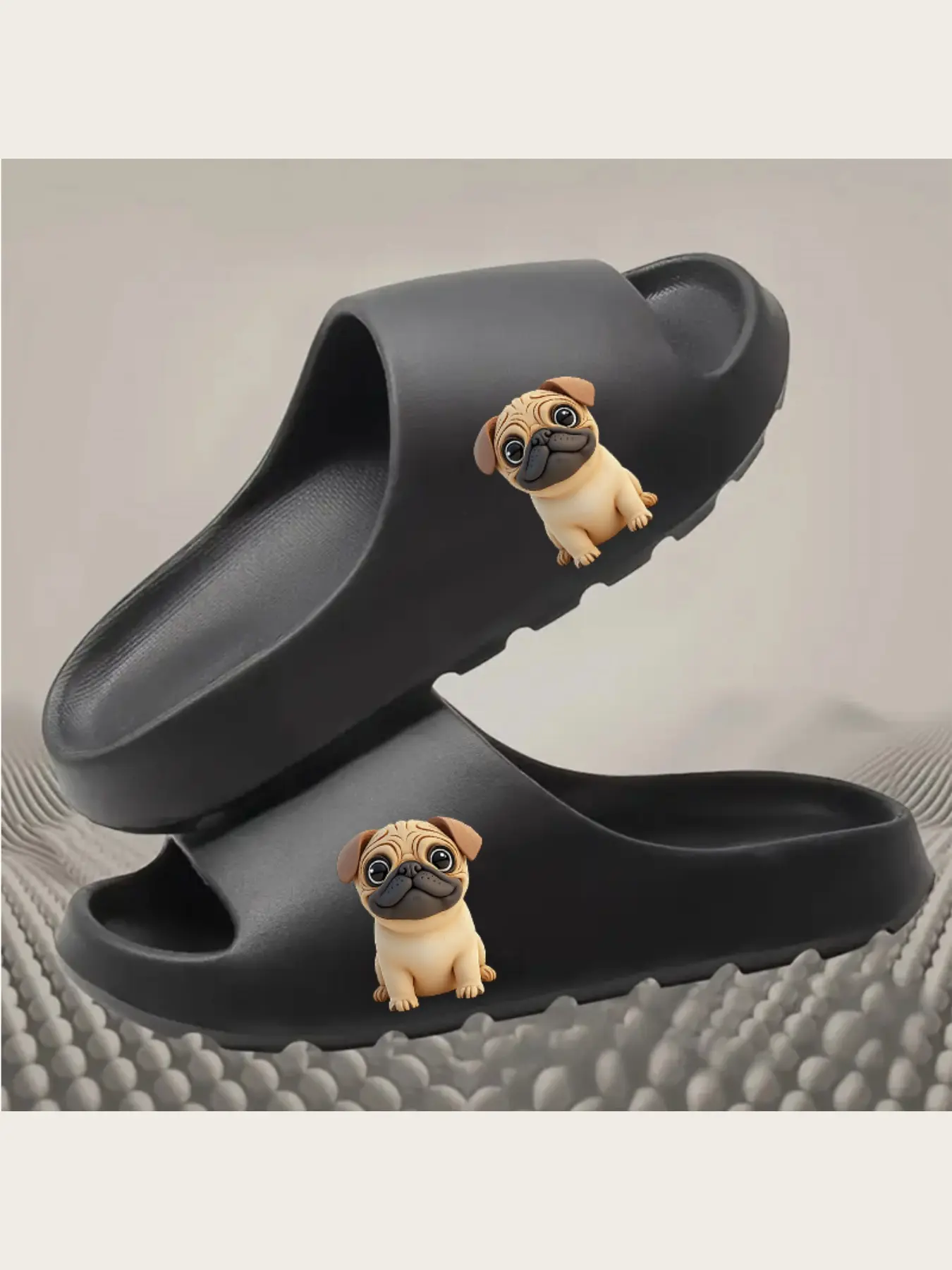 Cute Pug Print Slippers for Women Men Comfortable Soft Sole Indoor Home Non-Slip Animal Dog Pattern Casual Warm Plush Fleece Lined Footwear