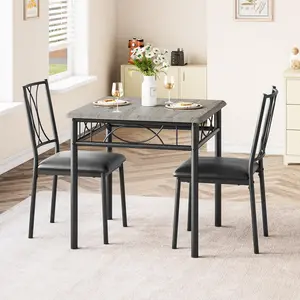Garvee 2-Piece Small Dining Table Set for 2 with Square Table and Upholstered Chairs, Compact 3-Piece Kitchen Dining Set Ideal for Small Spaces