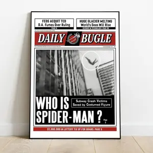 Hero City Vigilante Poster – Vintage Comic Newspaper Style Wall Art, Retro Room Decor