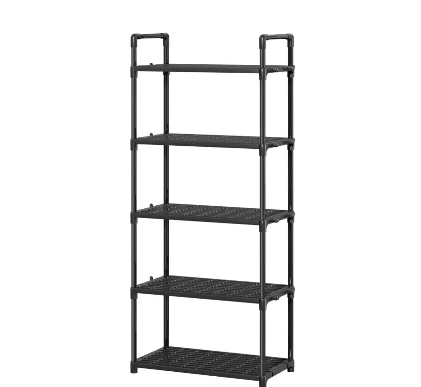 5 Tier Plastic Storage Shelves 57 Heavy Duty Garage Storage Rack Multipurpose Shelf for Basement Home Black