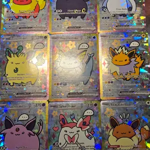 9x Eeveelutions Custom-made Cracked Ice Fan Art Cards Espeon Umbreon Leafeon Glaceon Eevee & Sylveon Collectible Trading Card Game for Pokémon Fans