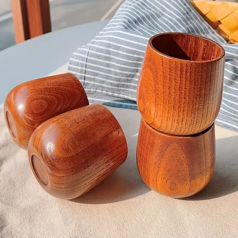 [Buy-1, Get-1-Free] Wood Drinking Cup Set - Unique Design And Premium Quality - Ideal for Whiskey Connoisseurs, Men'S Gifts, Birthday Presents, And Festive Occasions