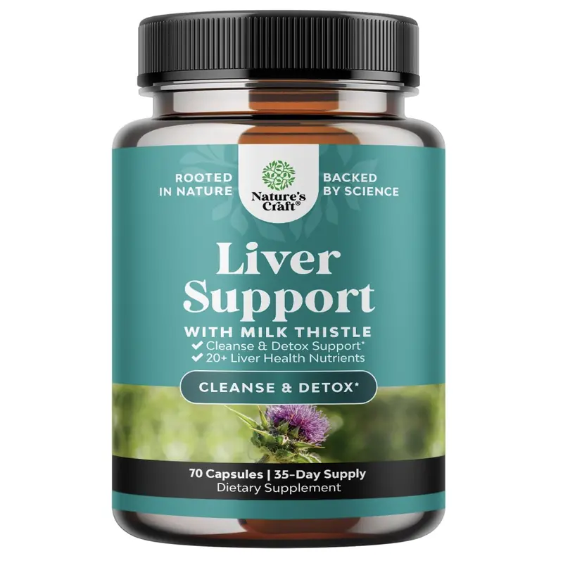 Herbal Liver Support Supplement with Milk Thistle Dandelion Root & Artichoke Extract for Liver Health - Silymarin Milk Thistle Liver 70Capsules