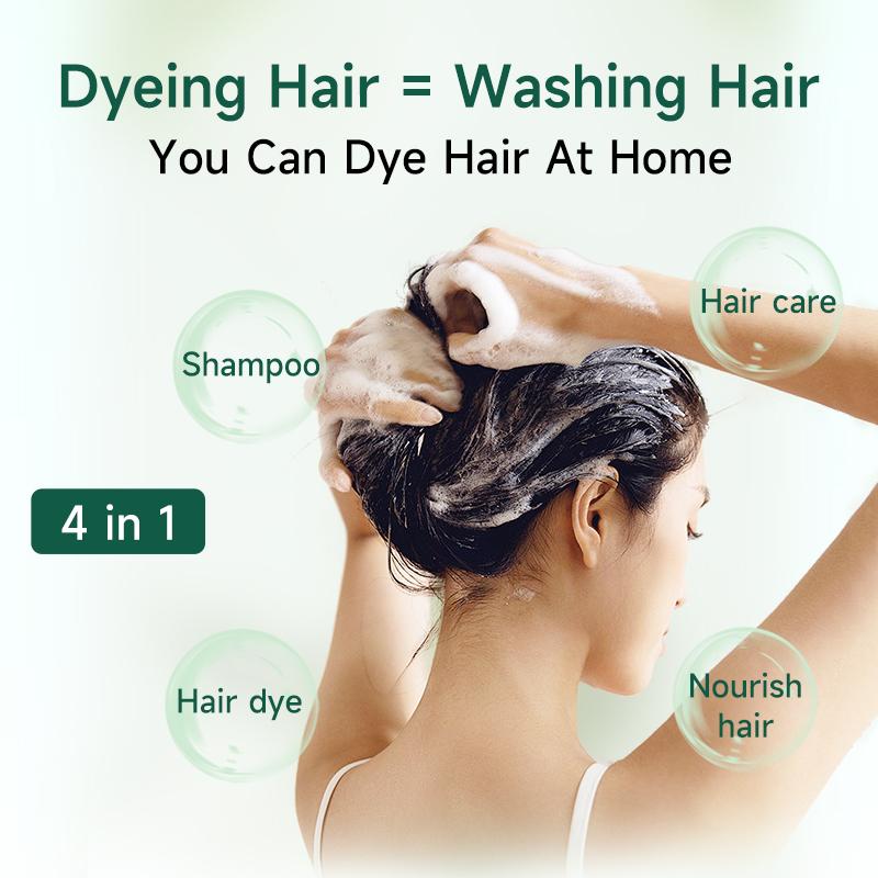 PYEONAN Unisex Bubble Hair Dye, Ammonia-Free, Natural Plant Extracts, 2-in-1 for Gray Coverage and Hair Care, Gray Hair Turns into Black or Dark Brown with Herbal Ingredients, No Bleaching, 10 Bags Hair Color 5.6 Oz./160g