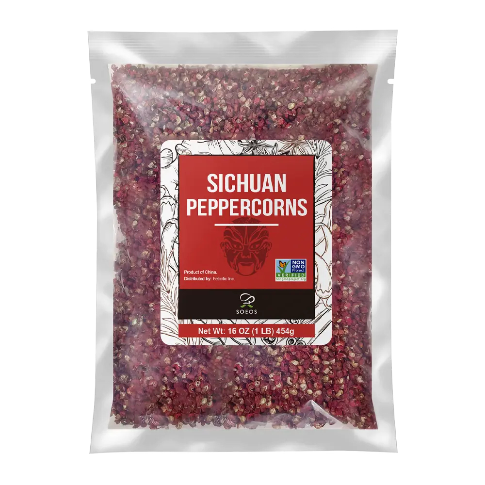 Soeos Sichuan Peppercorns, 16 oz (454g), Authentic Szechuan Red Peppercorn, Numbing and Tingle Effect, Less Seeds, Strong Flavor, Essential for Mapo Tofu, Kung Pao Chicken and Asine Cusine Chilli Spice