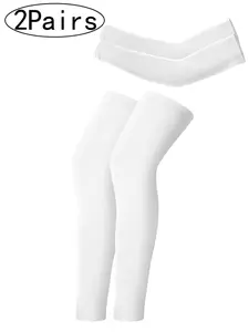 2Pairs-Leg Sleeves for Running Football Rugby Basketball Cycling Gym Accessories, Essential Performance Gear, Sun Protection Outdoor Use