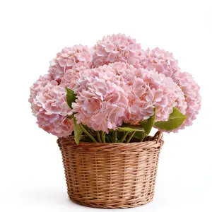 VIKINGS PANDA 6-Piece Large Real Touch Latex Hydrangea Flowers Set, 19.3in Faux Hydrangea with Stems for Home Decor, Table Centerpieces, Wedding Bouquets