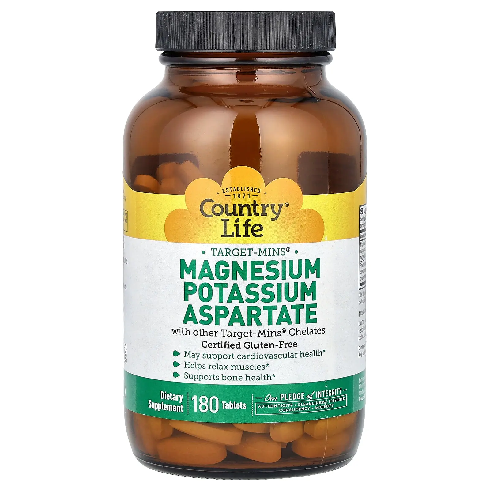 Country Life Target-Mins®, Magnesium Potassium Aspartate, 180 Tablets