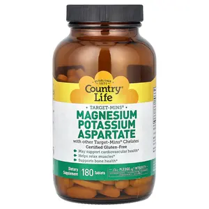 Country Life Target-Mins®, Magnesium Potassium Aspartate, 180 Tablets