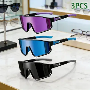 3-Pack Unisex Outdoor Sports Cycling Sunglasses, UV400 Protection Windproof Shades, Lightweight Comfortable Durable Eyewear Ideal for Running, Hiking, Fishing, Camping & All Outdoor Adventures