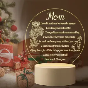 Acrylic Night Light, USB Plug LED Bedside Lamp, Led Mood Light, Led Lamp Lighting, Home Decor Light, Decorative Light, Led Nightlight, Ideal Thanksgiving Birthday Gifts for Mom, Delicate Mom Birthday Gifts from Daughter Son