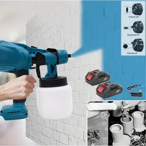 21V Cordless Paint Sprayer, High Pressure Electric Airless HVLP Spray Gun with 2 Batteries, 1200ml Tank for Home Interior & Exterior