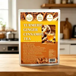 Turmeric Ginger Cinnamon Herbal Tea Bags - Caffeine-Free, Sugar-Free Vegan Anti-Inflammatory Beverage, 60/120 Count Eco-Friendly Natural Flavor Tea for Daily Comfort