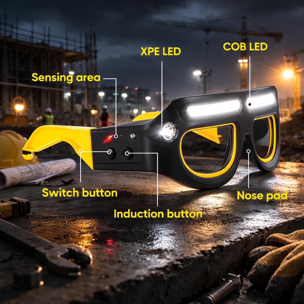 Gesture Control LED Glasses – Rechargeable USB-C Headlamp with 5 Modes, Hands-Free Sports & Work Lighting Gesture Control LED Glasses – Rechargeable USB-C Headlamp with 5 Modes, Hands-Free Sports & Work Lighting
