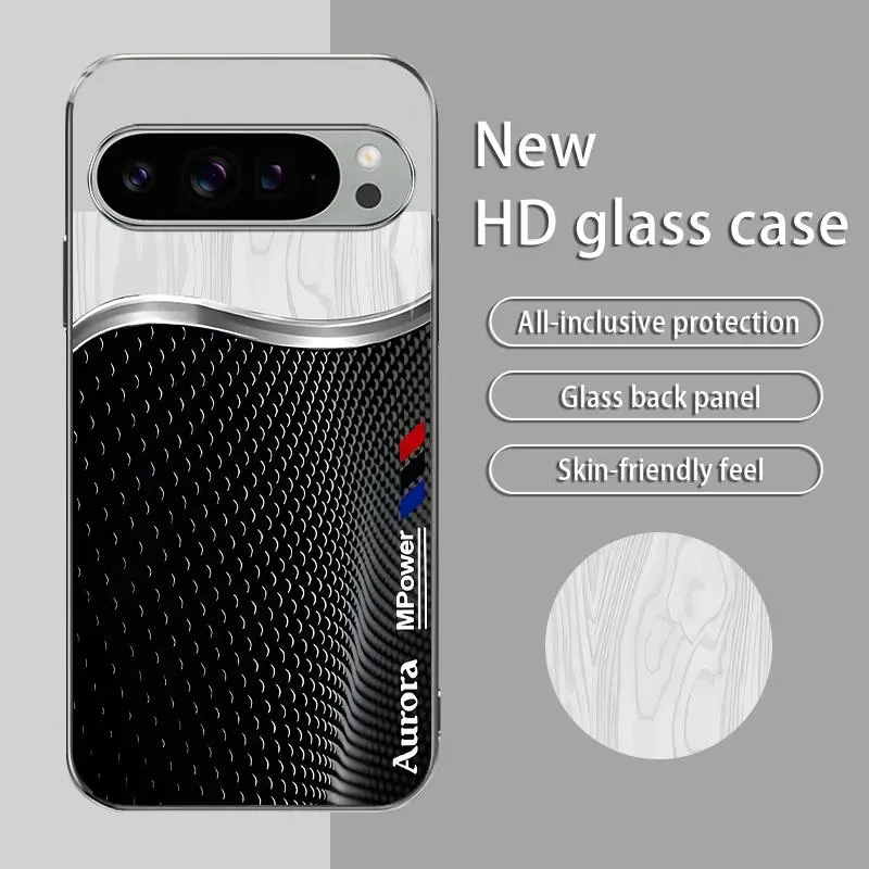 Suitable for [Google Pixel 9 Pro Xl] High-end simple silk electroplated metal glass mobile phone case, affordable, fully shockproof, drop-proof, wear-resistant-995