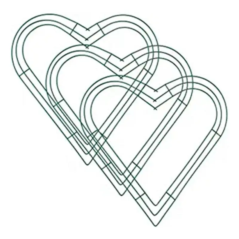 3 Pack Heart Metal Wreath 12 Inch Heart-Shaped Wire Wreath Frame for Home Wedding Valentine's Day DIY Crafts