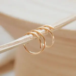 Twist-In Double Huggie Hoop Earrings, 14k Gold Fill & Silver