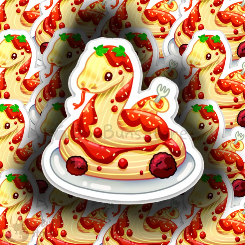 Spaghetti Snake | Waterproof vinyl sticker, foodie, snake, reptile, cute, kawaii