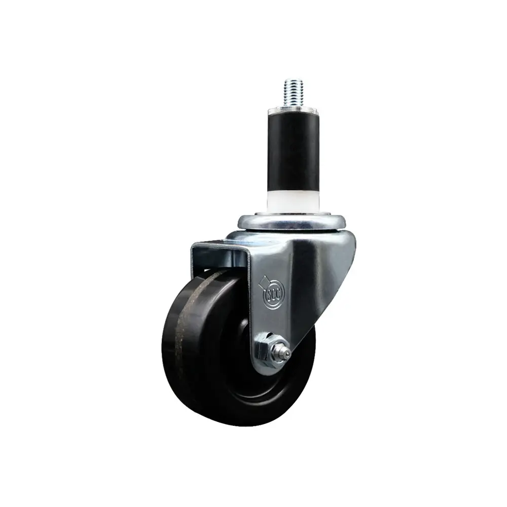212 MAIN Heavy-Duty Phenolic Swivel Expanding Stem Caster, 3 in. Black Furniture Moving Wheel, 1.38 in. Expanding Stem Swivel Wheels