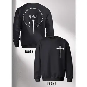 Men's Isaiah 5:19 Cross Print Sweatshirt - Casual Long Sleeve Crewneck, Polyester, Machine Washable, Ideal for Outdoor Sports & Autumn/Winter Wear