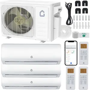 3-Zone Ductless Mini Split Air Conditioner & Heater – 35000 BTU, 9K/18K/18K – 19 SEER2, Wall Mounted – Quiet, Energy Efficient, WiFi Control, Pre-Charged, 208-230V, Room HVAC System