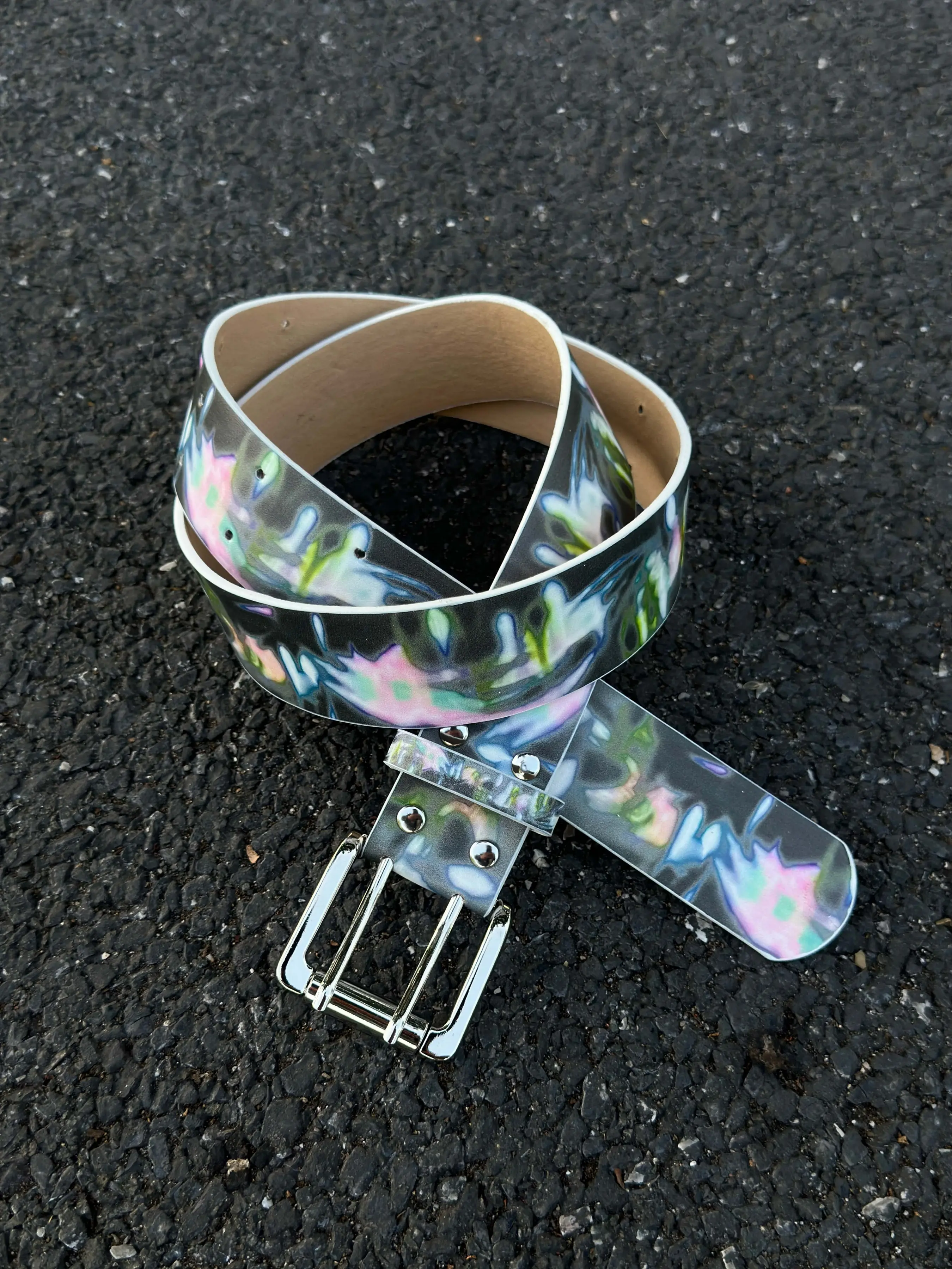 Neon Dye Cyberpunk Belt Fashion Accessory, Y2K Street Unique Design High-End Feel, Stylish Leather street style Waistband for Trendy