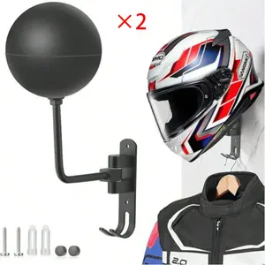 2pcs Filoche Universal Helmet Rack, Aluminum Alloy Motorcycle Bike Helmet Stand, Safety Lock, Tool-Free Installation, Sport Riding Accessory, Garage Hooks