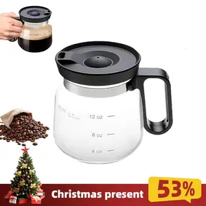 16 Oz Glass Coffee Pot Mug Heatproof Clear Cup with Travel Lid Office Gift Mini Coffee Pot Design Spill Proof Comfortable Handle Silicone Lid Perfect for Home Office