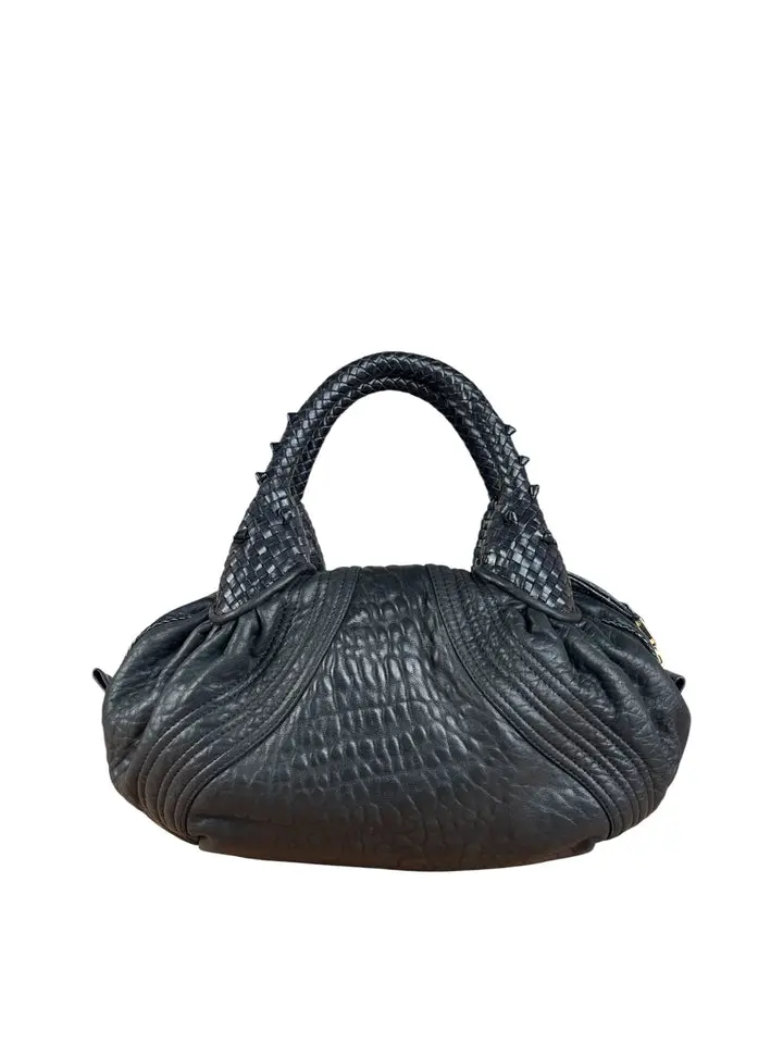 Pre-owned FENDI Leather Shoulder Bags Vintage Black Spy Hobo Bag